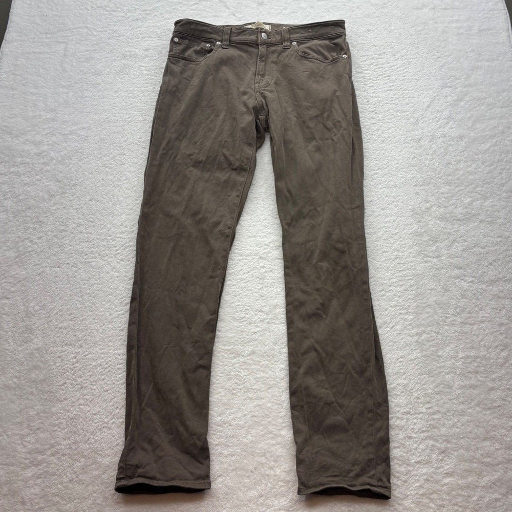 Madewell Mens Athletic Slim Fit Pants Olive Brown Cotton Stretch W31 L32